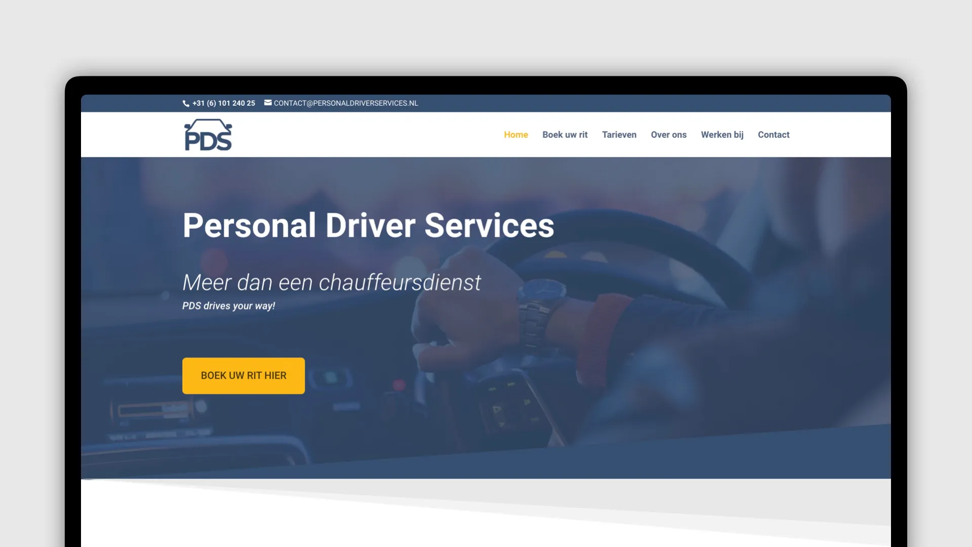 Personal Driver Services website screens