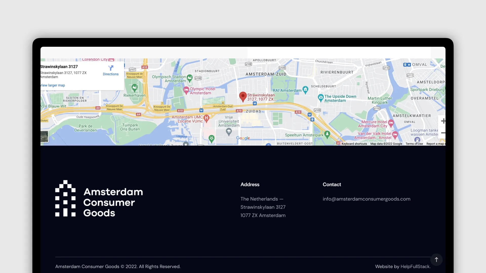 Amsterdam Consumer Goods website screens