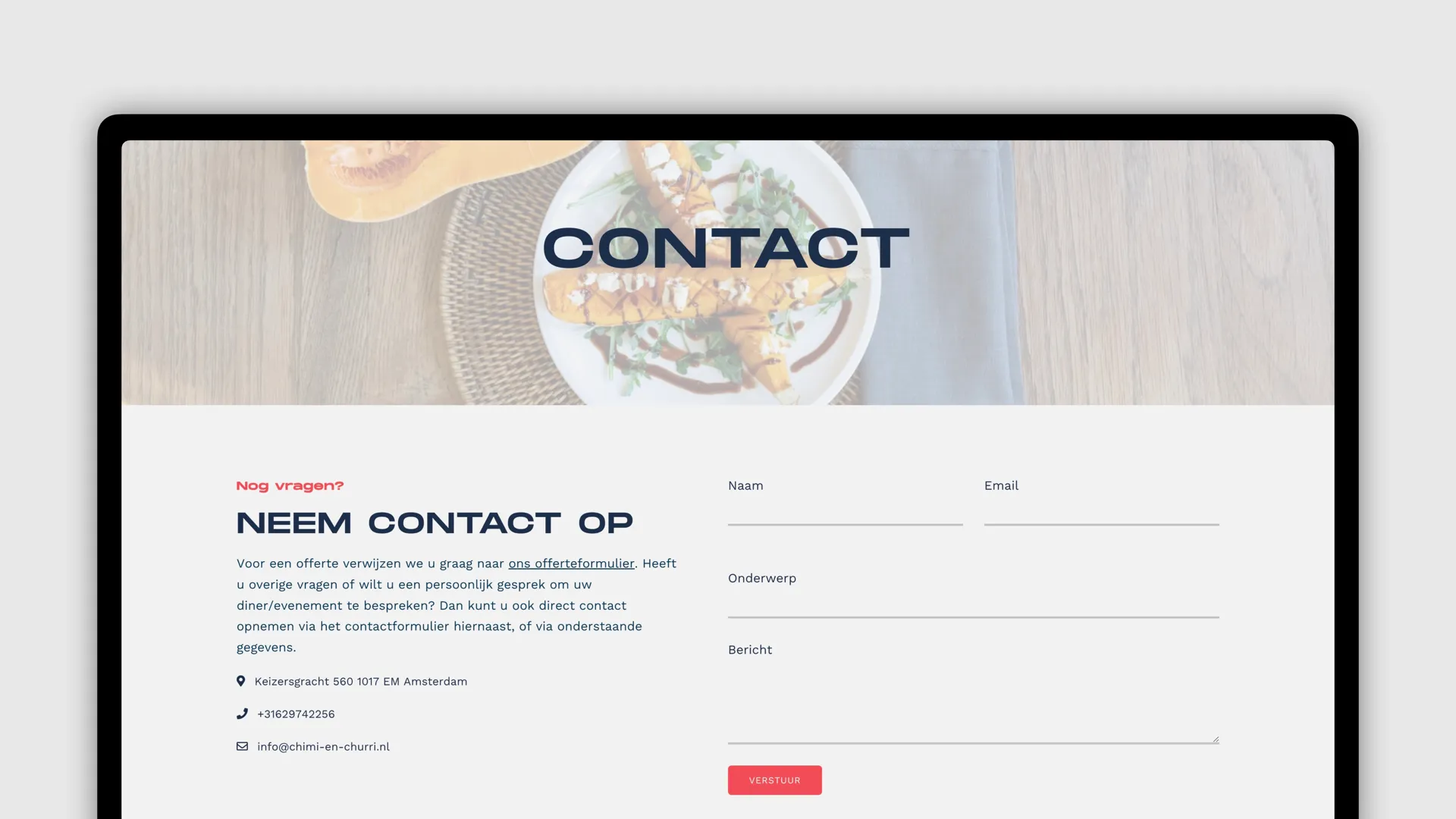 Chimi & Churri website screens